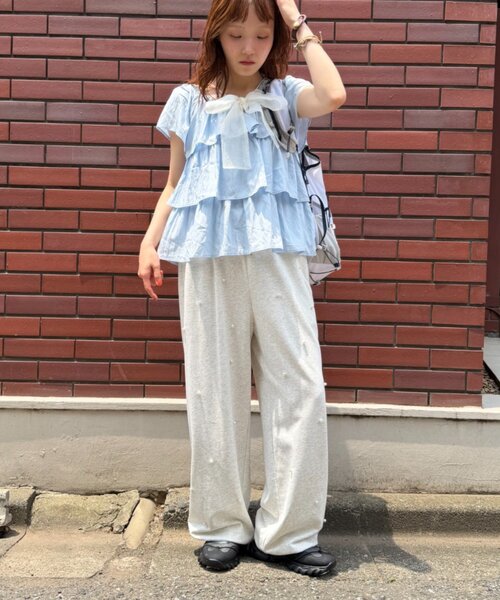 w closet(ダブルクローゼット)の「パールスウェットパンツ(その他パンツ・レディース・イエロー/アイボリー/ブルー・FREE)」の21枚目の写真