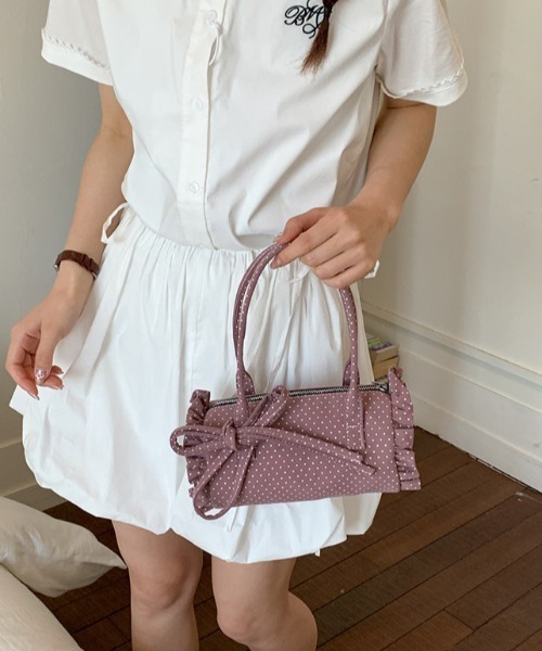 mebole(メボレ)の「2way dot round bag(ショルダーバッグ・レディース・アイボリー/ピンク/ブルー/ネイビー・FREE)」の17枚目の写真