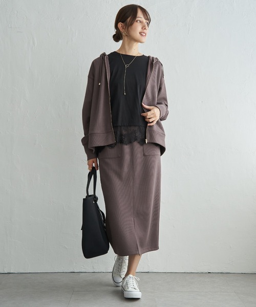 ikka(イッカ)の「GOKU楽リブダンボールスカート(スカート・レディース・ブラック/ベージュ/グリーン/モカ・S/M/L)」の19枚目の写真