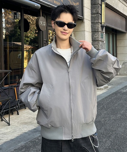 WESTBOY(ウエストボーイ)の「Y2K オーバーサイズ スタンドカラー MA-1ジャケット WO26W6OT01(MA-1・メンズ・ブラウン/グレー/ブラック・L/M)」の5枚目の写真