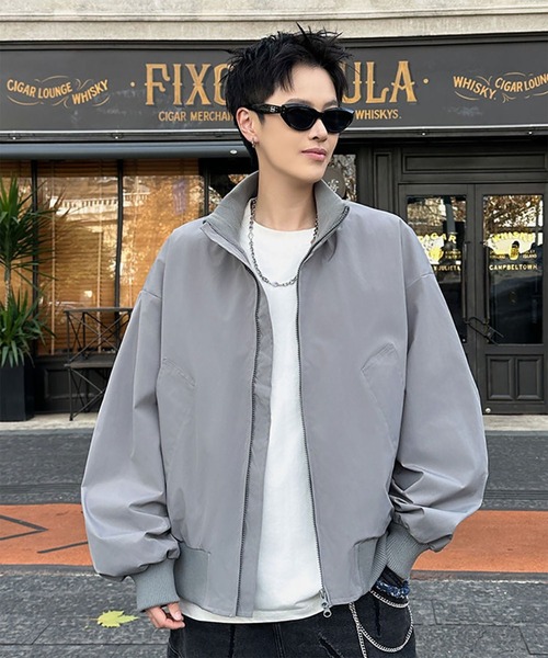 WESTBOY(ウエストボーイ)の「Y2K オーバーサイズ スタンドカラー MA-1ジャケット WO26W6OT01(MA-1・メンズ・ブラウン/グレー/ブラック・L/M)」の4枚目の写真