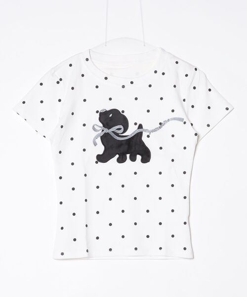 FREE STYLISTS(フリー スタイリスト)の「韓国風 犬ドット柄 半袖Tシャツ(Tシャツ/カットソー・レディース・ホワイト・M)」の6枚目の写真