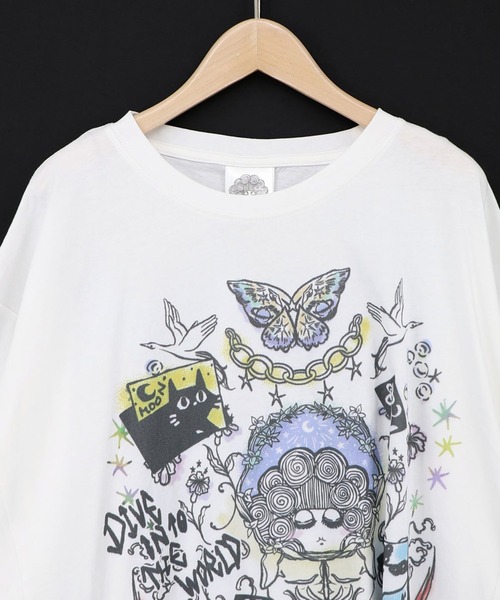 ScoLar(スカラー)の「ScoLar(スカラー) スケッチ柄 ドルマンプルオーバー(Tシャツ/カットソー・レディース・チャコールグレー/グレー/オフホワイト・MEDIUM)」の15枚目の写真