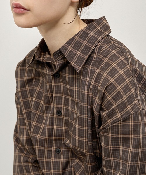 Alfred Alex（アルフレッドアレックス）の「【Alfred Alex】Fake Layered Plaid Shirt / オーバーサイズ ワッフルレイヤード チェックシャツ（シャツ/ブラウス・メンズ・ブラック/ブラック系/ダークブラウン/ダークネイビー・M/L）」の22枚目の写真