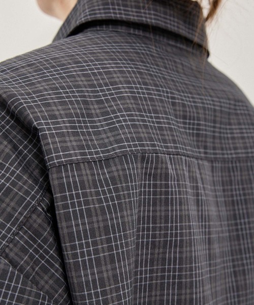 Alfred Alex（アルフレッドアレックス）の「【Alfred Alex】Fake Layered Plaid Shirt / オーバーサイズ ワッフルレイヤード チェックシャツ（シャツ/ブラウス・メンズ・ブラック/ブラック系/ダークブラウン/ダークネイビー・M/L）」の10枚目の写真