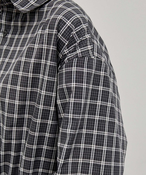 Alfred Alex（アルフレッドアレックス）の「【Alfred Alex】Fake Layered Plaid Shirt / オーバーサイズ ワッフルレイヤード チェックシャツ（シャツ/ブラウス・メンズ・ブラック/ブラック系/ダークブラウン/ダークネイビー・M/L）」の16枚目の写真