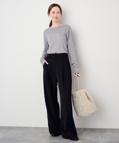 MILLER（ミラー）の「《追加2》miller SLOBE別注 SHEER RIB クルーネック（Tシャツ/カットソー・レディース・ホワイト/アイボリー/レッド/ライトグレー・FREE）」の5枚目の写真