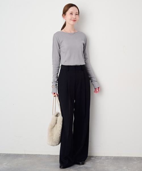 MILLER（ミラー）の「《追加2》miller SLOBE別注 SHEER RIB クルーネック（Tシャツ/カットソー・レディース・ホワイト/アイボリー/レッド/ライトグレー・FREE）」の6枚目の写真