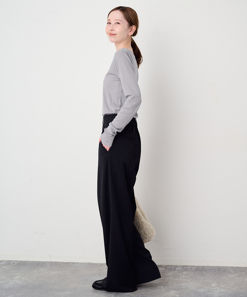 MILLER（ミラー）の「《追加2》miller SLOBE別注 SHEER RIB クルーネック（Tシャツ/カットソー・レディース・ホワイト/アイボリー/レッド/ライトグレー・FREE）」の7枚目の写真