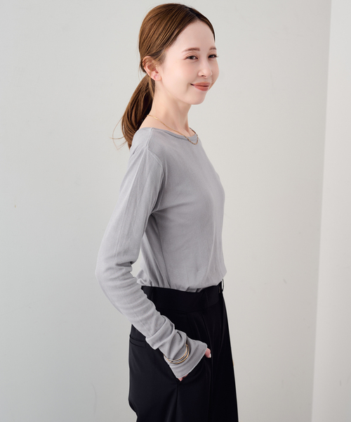 MILLER（ミラー）の「《追加2》miller SLOBE別注 SHEER RIB クルーネック（Tシャツ/カットソー・レディース・ホワイト/アイボリー/レッド/ライトグレー・FREE）」の10枚目の写真