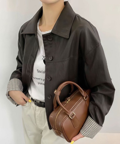 NANEA(ナネア)の「合成皮革ジャケット(その他アウター・レディース・ブラック/ブラウン・SMALL/MEDIUM/LARGE)」の8枚目の写真
