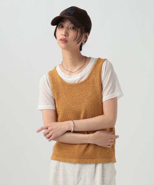BAYFLOW（ベイフロー）の「[バックデザインがポイント]バンピーニットタンク（ニット/セーター・レディース・オフホワイト/マスタード/アクア・FREE）」の12枚目の写真