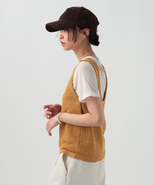 BAYFLOW（ベイフロー）の「[バックデザインがポイント]バンピーニットタンク（ニット/セーター・レディース・オフホワイト/マスタード/アクア・FREE）」の13枚目の写真