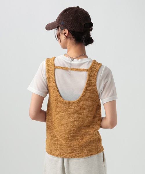 BAYFLOW（ベイフロー）の「[バックデザインがポイント]バンピーニットタンク（ニット/セーター・レディース・オフホワイト/マスタード/アクア・FREE）」の14枚目の写真