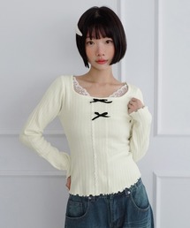 レーススクエアリボンスリムニット/2026 AW COLLECTION