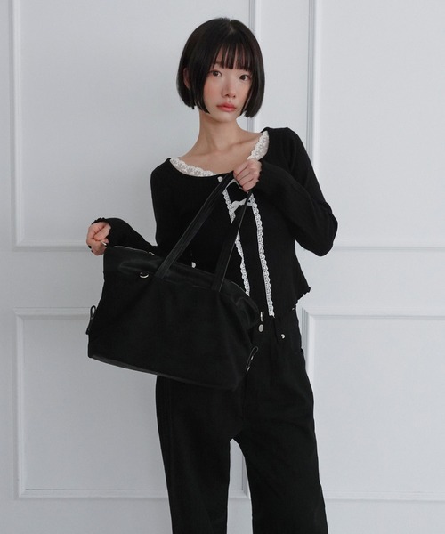 by muni:r(バイ ムニール)の「レーススクエアリボンスリムニット/2026 AW COLLECTION(Tシャツ/カットソー・レディース・ブラック/グレー/アイボリー・FREE)」の18枚目の写真