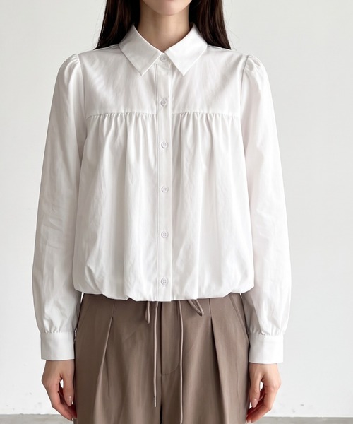 umune(ウムネ)の「程よい甘さをプラス♪フォルムが美しいバルーンシャツ(シャツ/ブラウス・レディース・ブルー/ブラック/オフホワイト・FREE)」の5枚目の写真