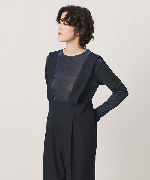 MARW UNITED ARROWS(マルゥ ユナイテッドアローズ)の「<MARW UNITED ARROWS>シアー ベロア リブ ロングスリーブ カットソー(Tシャツ/カットソー・レディース・ワイン/オフホワイト/ネイビー・FREE)」の3枚目の写真