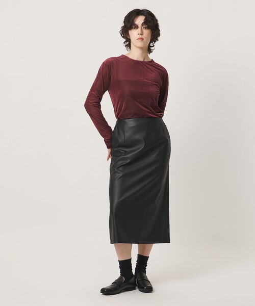 MARW UNITED ARROWS(マルゥ ユナイテッドアローズ)の「<MARW UNITED ARROWS>シアー ベロア リブ ロングスリーブ カットソー(Tシャツ/カットソー・レディース・ワイン/オフホワイト/ネイビー・FREE)」の5枚目の写真
