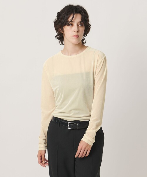 MARW UNITED ARROWS(マルゥ ユナイテッドアローズ)の「<MARW UNITED ARROWS>シアー ベロア リブ ロングスリーブ カットソー(Tシャツ/カットソー・レディース・ワイン/オフホワイト/ネイビー・FREE)」の6枚目の写真