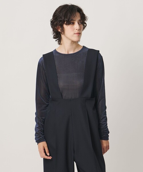 MARW UNITED ARROWS(マルゥ ユナイテッドアローズ)の「<MARW UNITED ARROWS>シアー ベロア リブ ロングスリーブ カットソー(Tシャツ/カットソー・レディース・ワイン/オフホワイト/ネイビー・FREE)」の9枚目の写真
