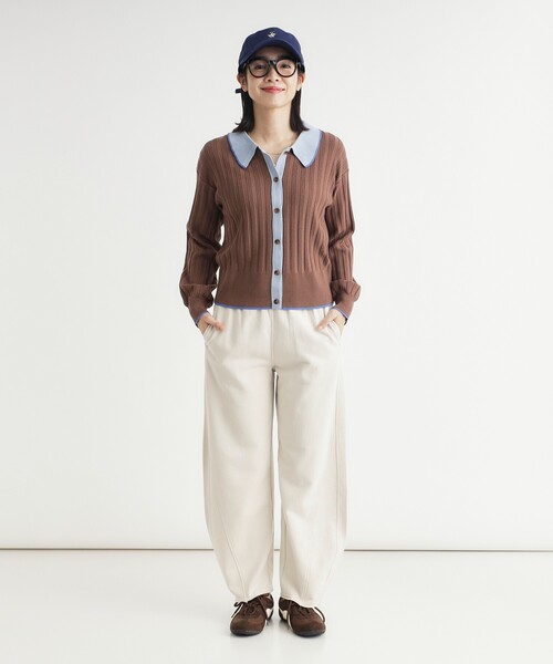 HONEYSUCKLE ROSE(ハニーサックルローズ)の「ハイショクポロ衿セーター(ニット/セーター・レディース・ブラウン系/ネイビー・04/05)」の6枚目の写真