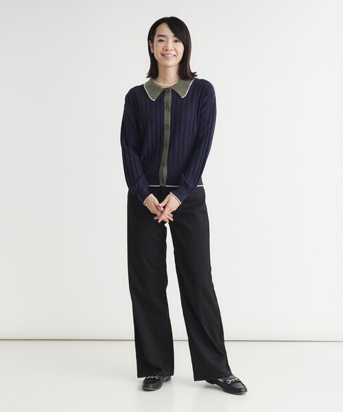 HONEYSUCKLE ROSE(ハニーサックルローズ)の「ハイショクポロ衿セーター(ニット/セーター・レディース・ブラウン系/ネイビー・04/05)」の11枚目の写真