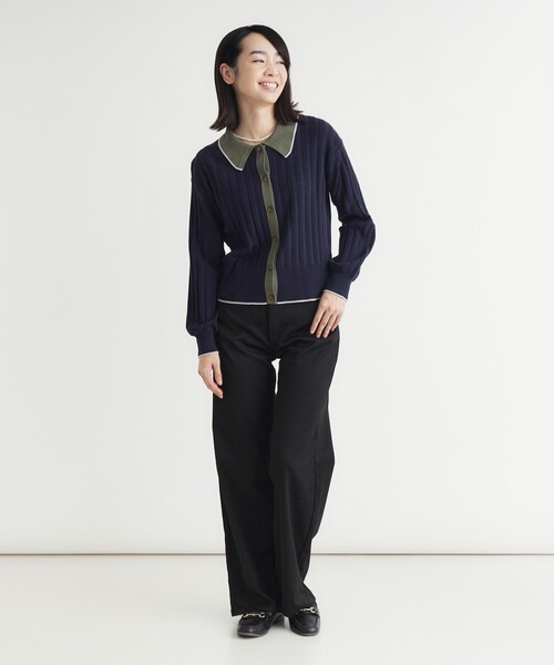 HONEYSUCKLE ROSE(ハニーサックルローズ)の「ハイショクポロ衿セーター(ニット/セーター・レディース・ブラウン系/ネイビー・04/05)」の12枚目の写真