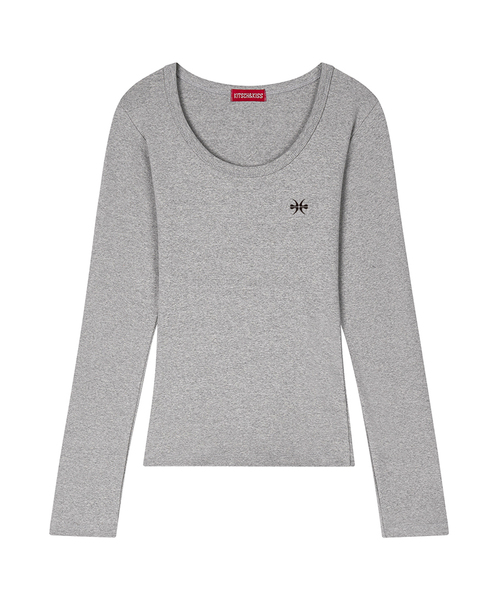 KITSCH&KISS（キッチアンドキス）の「MAIN LOGO Uネックロングスリーブ (SULKNK-100)（Tシャツ/カットソー・レディース・ブラック/グレー/アイボリー・FREE）」の3枚目の写真