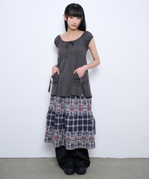 2-WAY PATCHWORK SKIRT [NAVY]