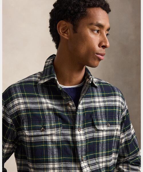 POLO RALPH LAUREN(ポロ ラルフ ローレン)の「クラシック フィット チェック フランネル ワークシャツ(シャツ/ブラウス・メンズ・ネイビー系1・M/S/XL/XS/L)」の6枚目の写真
