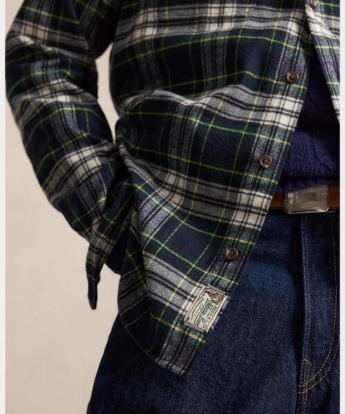 POLO RALPH LAUREN(ポロ ラルフ ローレン)の「クラシック フィット チェック フランネル ワークシャツ(シャツ/ブラウス・メンズ・ネイビー系1・M/S/XL/XS/L)」の5枚目の写真