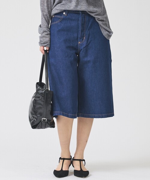 ROLLA'S(ローラス)の「【ROLLA'S / ローラス】CHARLOTTE CULOTTE / デニムハーフパンツ キュロット(デニムパンツ・レディース・インディゴブルー・26/25/24)」の1枚目の写真