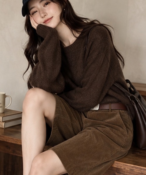 Chiina(チーナ)の「【Chiina】コーデュロイハーフパンツ(その他パンツ・レディース・ブラウン/ベージュ・SMALL/MEDIUM)」の2枚目の写真