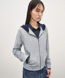 ニットライク フードジップアップ MELANGE GREY