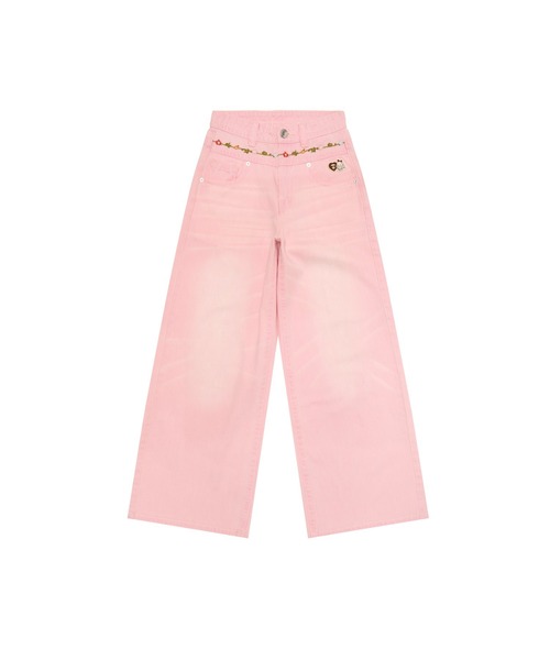 AAPE BY A BATHING APE(エーエイプバイアベイシングエイプ)の「AAPE DENIM PANTS(デニムパンツ・レディース・ライトピンク・MEDIUM/XX-SMALL/SMALL/X-SMALL)」の1枚目の写真