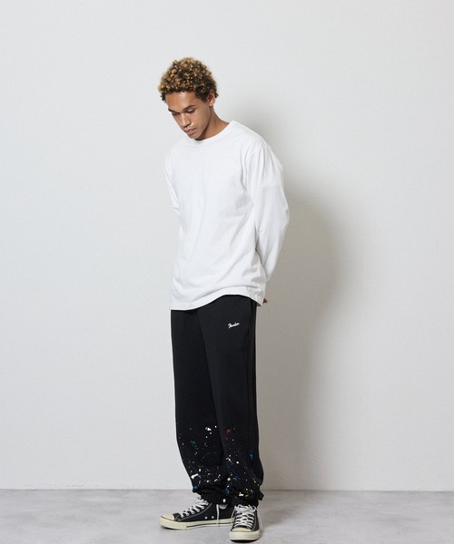 HAND PAINTED FIRM COTTON LIGHT SHORT PILE EASY SWEATPANTS / ハンド