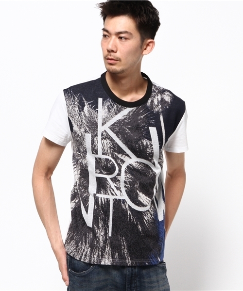 WRAPINKNOT(ラッピンノット)の「ニット アート Tシャツ(Tシャツ/カットソー・メンズ・ダークブルー/スカイブルー・3)」の1枚目の写真