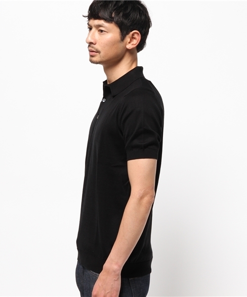 JOHN SMEDLEY(ジョンスメドレー)の「JOHN SMEDLEY: 【SEA ISLAND COTTON】 ニットポロシャツ(ポロシャツ・メンズ・ホワイト/ブラック/ライトブルー/ネイビー・MEDIUM/SMALL)」の6枚目の写真