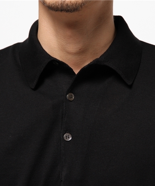 JOHN SMEDLEY(ジョンスメドレー)の「JOHN SMEDLEY: 【SEA ISLAND COTTON】 ニットポロシャツ(ポロシャツ・メンズ・ホワイト/ブラック/ライトブルー/ネイビー・MEDIUM/SMALL)」の8枚目の写真