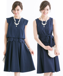 PourVous | 【二次会・女子会対応ドレス】カラップレースセットワンピース・パーティードレス(ドレス)