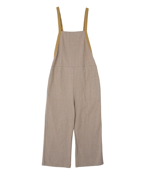Ne-net(ネネット)の「S フランネルストライプ(サロペット/オーバーオール・レディース・ベージュ/トップグレー・02)」の6枚目の写真
