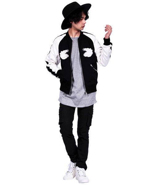 ８(eight)（エイト）の「タイガー 虎 スカジャン サテン 刺繍（スカジャン・メンズ・ピンク/ネイビー/グレー/ブルー/カーキ/ブラック・MEDIUM/LARGE/X-LARGE）」の7枚目の写真