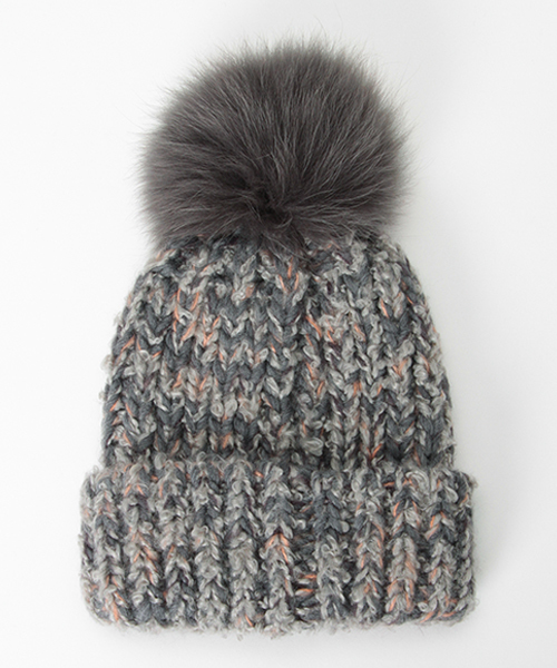 LBC(エルビーシー)の「ファーポンポンニットワッチ(ニットキャップ/ビーニー・レディース・グレー/ベージュ/ネイビー・ONE SIZE)」の5枚目の写真