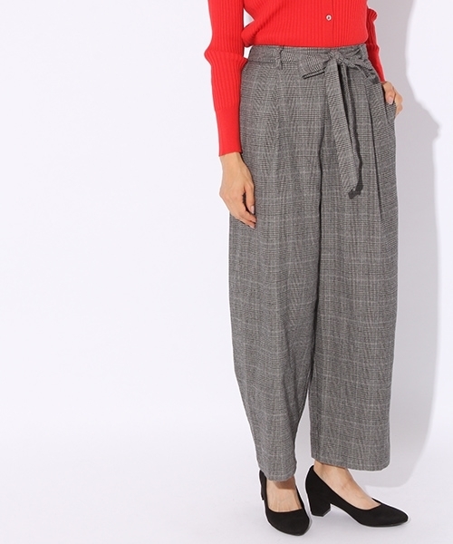 niko and...(ニコアンド)の「TRチェックリボンコクーンパンツ(その他パンツ・レディース・チャコール/ブラック/ブラウン/ベージュ・3/4)」の2枚目の写真
