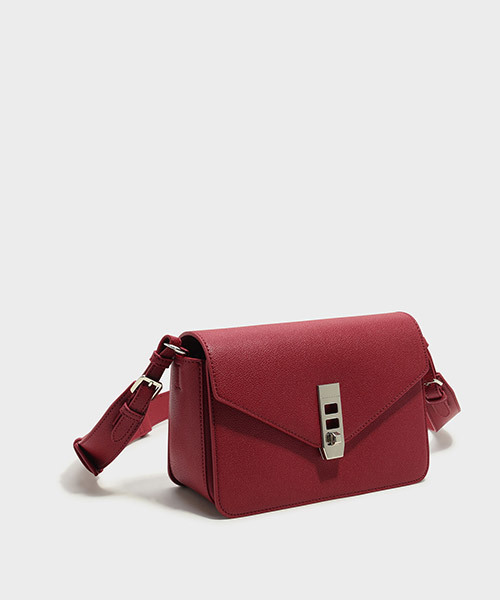 CHARLES & KEITH(チャールズ & キース)の「ターンロックサチャルバッグ / TURN-LOCK SATCHEL BAG(ショルダーバッグ・レディース・ライトグレー/ブラック/レッド・M)」の11枚目の写真