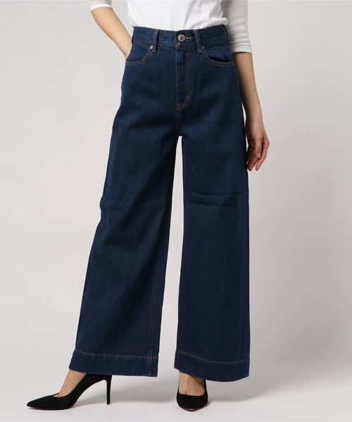 MOUSSY（マウジー）の「RETRO BLU HIGH WAIST WIDE（デニムパンツ・レディース・ブルー・2/1/0）」の4枚目の写真