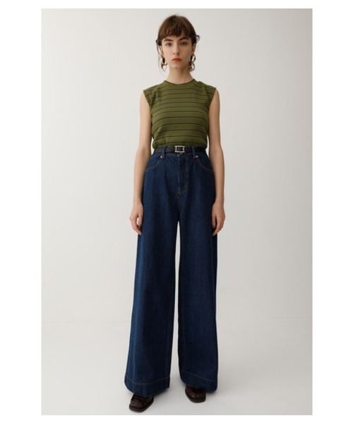 MOUSSY（マウジー）の「RETRO BLU HIGH WAIST WIDE（デニムパンツ・レディース・ブルー・2/1/0）」の5枚目の写真
