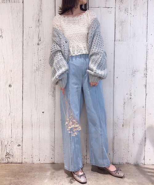 one after another NICE CLAUP（ワンアフターアナザーナイスクラップ）の「シャーリングレーストップス（Tシャツ/カットソー・レディース・ブラック/ピンク/アイボリー/ラベンダー/グレー系その他・FREE）」の13枚目の写真