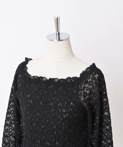 one after another NICE CLAUP（ワンアフターアナザーナイスクラップ）の「シャーリングレーストップス（Tシャツ/カットソー・レディース・ブラック/ピンク/アイボリー/ラベンダー/グレー系その他・FREE）」の8枚目の写真